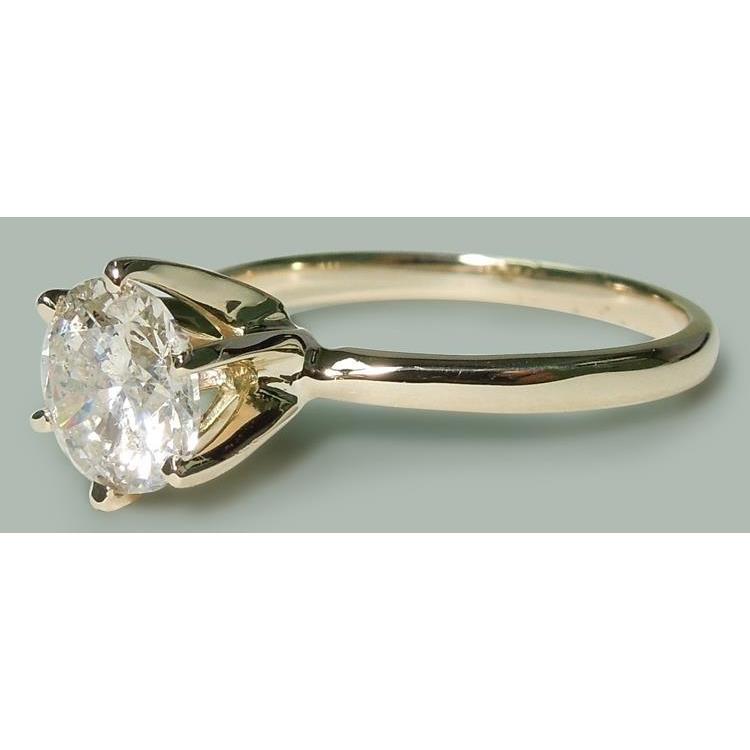 Anello Solitario Con Naturale Diamante Rotondo Da 1.50 Carati In Oro Giallo 14K