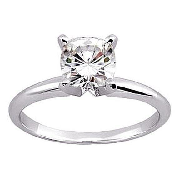 Anello Solitario Con Naturale Diamante Taglio Cuscino 1.25 Ct. Oro Bianco 14K