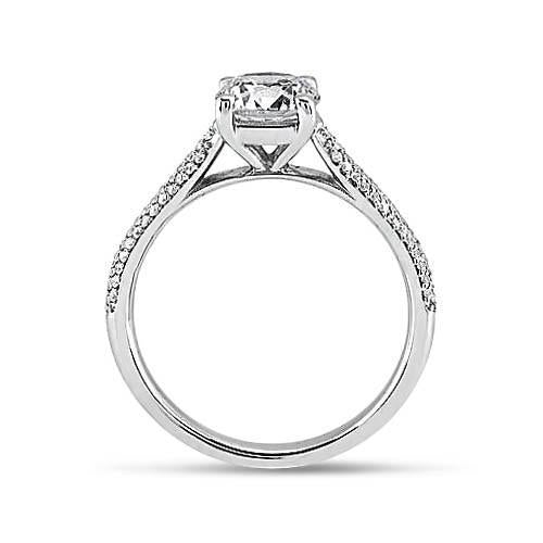 Anello Solitario Con Naturale Diamanti Rotondi Con Accenti Fantasia In Oro Bianco 2.60 Carati