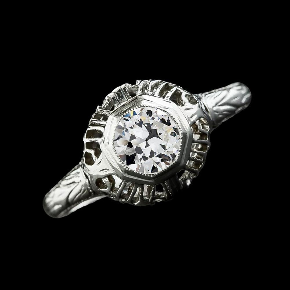 Anello Solitario Con Naturale Diamanti Rotondi Set Di Castoni Della Vecchia Europa 1.75 Carati