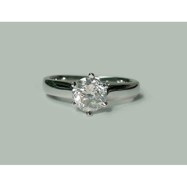 Anello Solitario Con Vero Diamante Da 1.30 Carati In Oro Bianco 14K