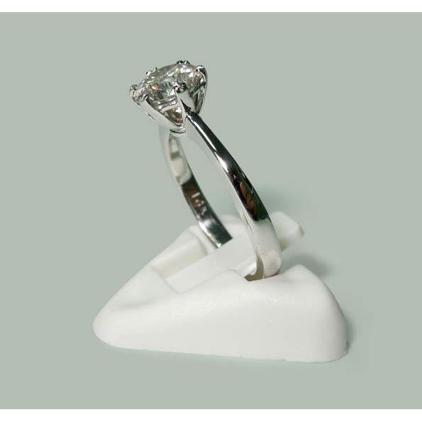 Anello Solitario Con Vero Diamante Da 1.50 Carati. Rotondo In Oro Bianco 14K. Gioielli