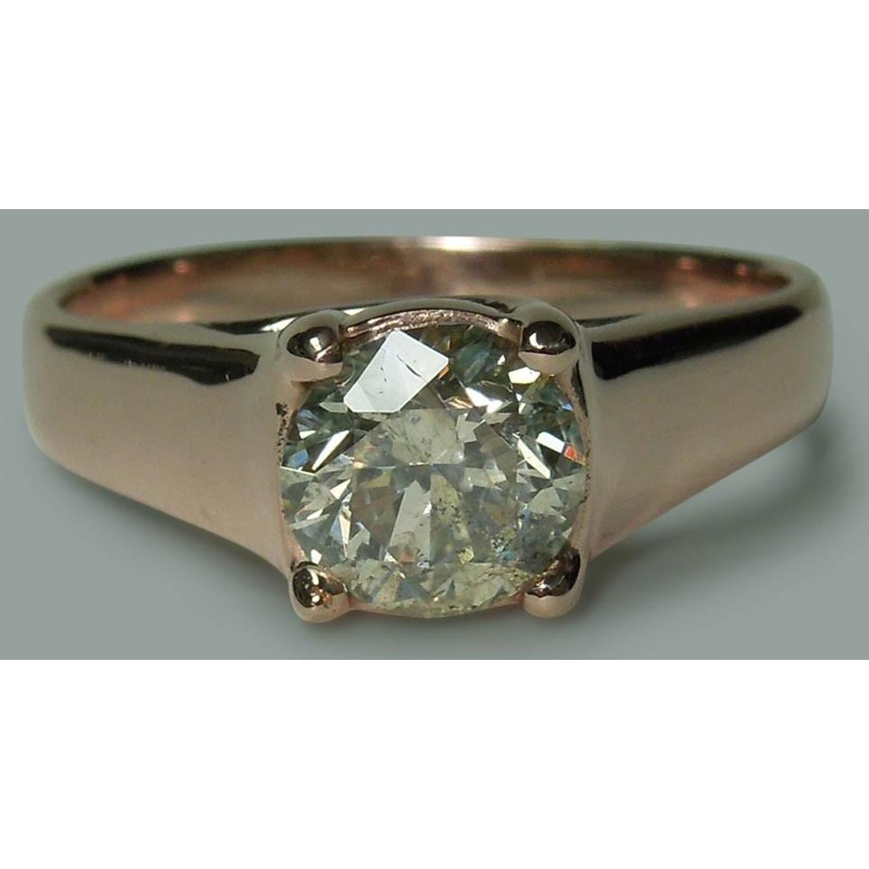 Anello Solitario Con Vero Diamante Rotondo Da 2 Carati. Nuovo Oro Rosa 14K