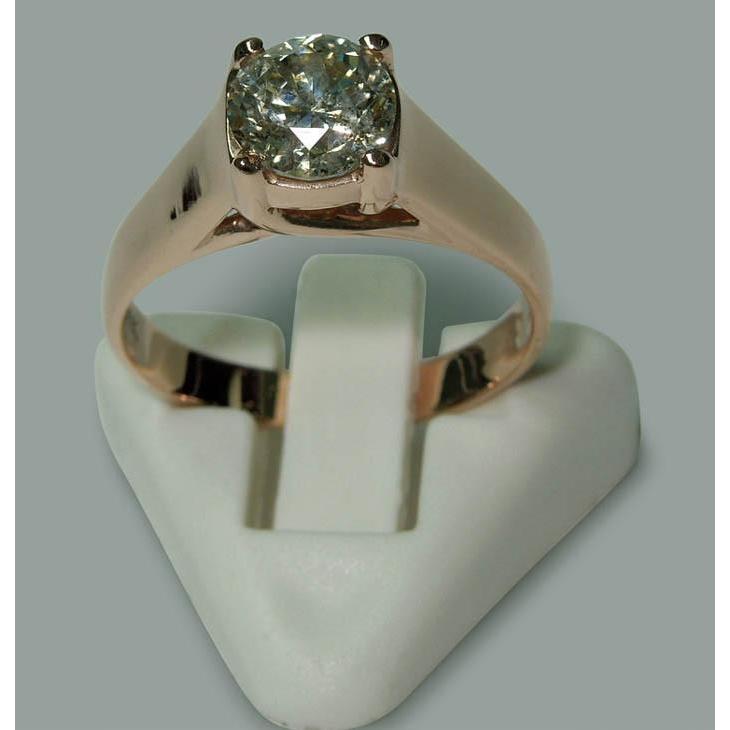Anello Solitario Con Vero Diamante Rotondo Da 2 Carati. Nuovo Oro Rosa 14K