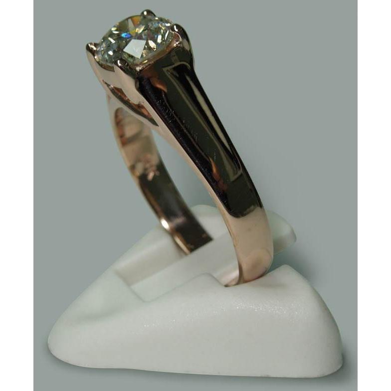 Anello Solitario Con Vero Diamante Rotondo Da 2 Carati. Nuovo Oro Rosa 14K