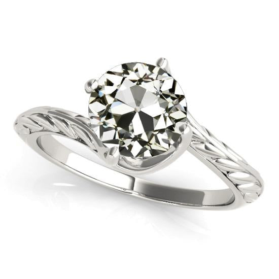 Anello Solitario Con Vero Diamante Rotondo Vecchio Minatore Stile Vintage 2,50 Carati