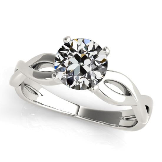 Anello Solitario Con Vero Diamante Taglio Antico Rotondo Prong Infinity Style 2 Carati