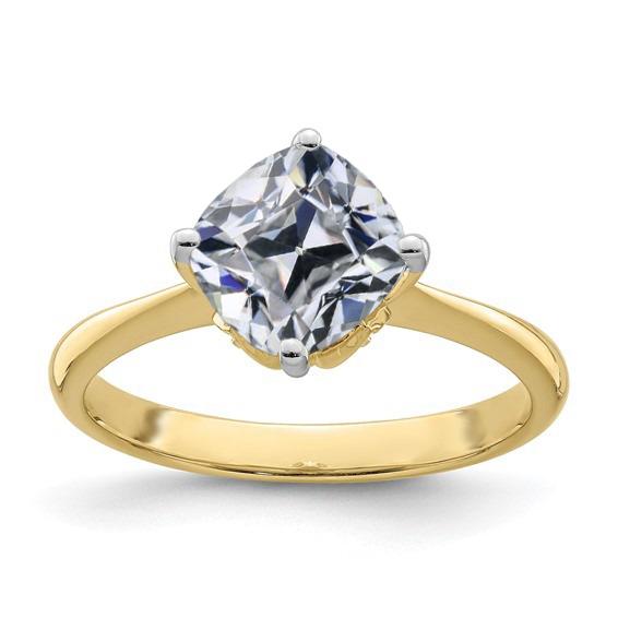 Anello Solitario Cuscino Old Mine Cut Genuino Diamante 5 Carati Two Tone Gold