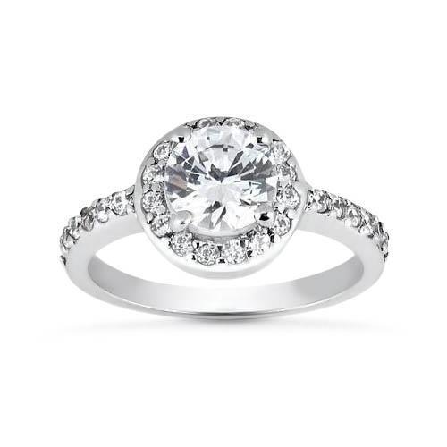 Anello Solitario Da 2.30 Ct Con Accenti Halo Con Genuino Diamanti Rotondi