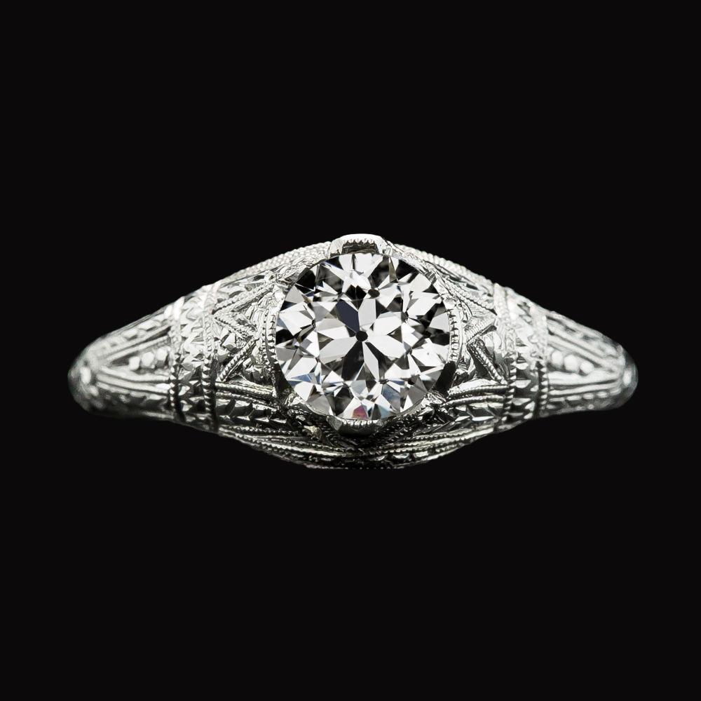 Anello Solitario Da Donna In Oro Con Naturale Diamante A Taglio Antico Stile Antico 2 Carati