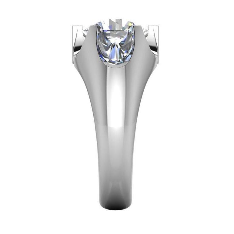 Anello Solitario Da Uomo Con Vero Diamante Grande 3.01 Carati In Oro Bianco