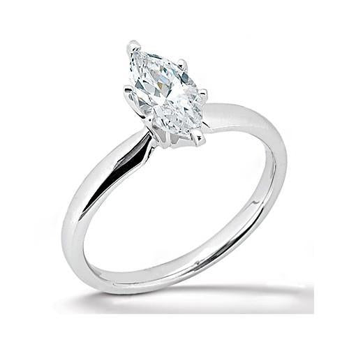 Anello Solitario Di Fidanzamento Con Genuino Diamante. Fascia Da 1.25 Carati Marquise WG 14K