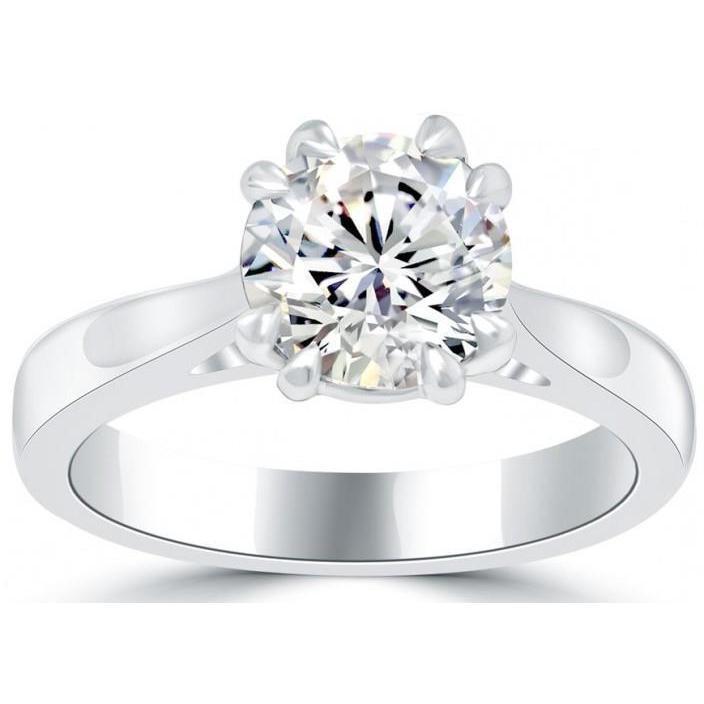 Anello Solitario Di Fidanzamento Con Naturale Diamante Rotondo Da 3 Carati In Oro Bianco 14K