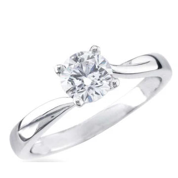 Anello Solitario Di Fidanzamento Con Vero Diamante Da 1.50 Carati In Oro Bianco 14K