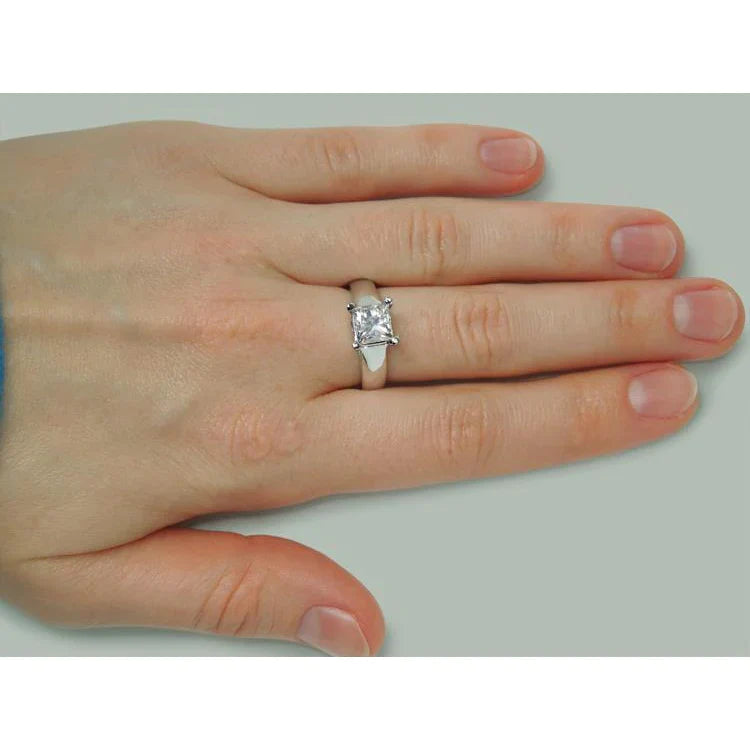 Anello Solitario Genuino Diamante Principessa