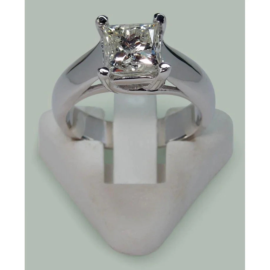 Anello Solitario Genuino Diamante Principessa