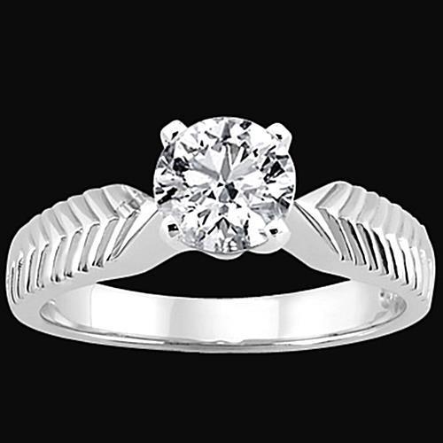 Anello Solitario In Stile Antico Con Oro Bianco 3 Carati E Genuino Diamanti