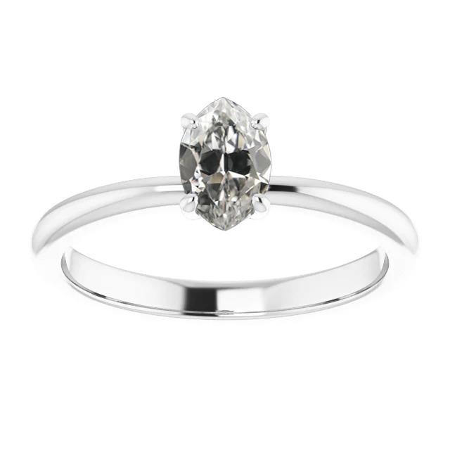 Anello Solitario Marquise Vecchio Minatore Genuino Diamante Anniversary 1 Carato In Oro Bianco