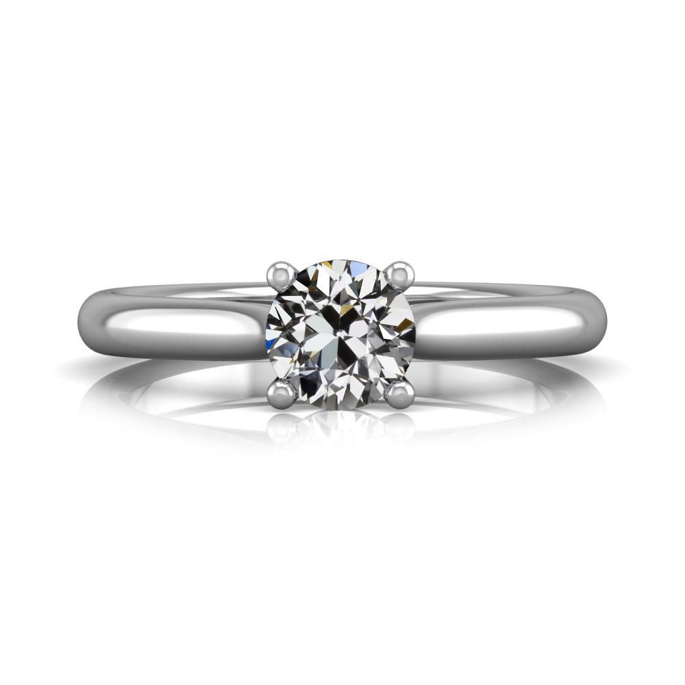 Anello Solitario Rotondo Con Naturale Diamanti A Taglio Antico In Miniera, Oro 14K, 1,5 Carati