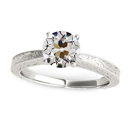 Anello Solitario Stile Vintage Rotondo Vecchio Minatore Con Vero Diamante 2 Carati