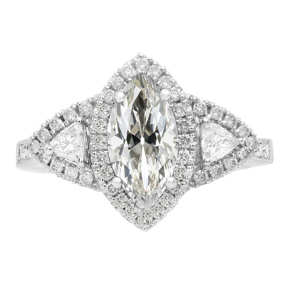 Anello Trilioni E Marchesa Vecchio Minatore Vero Diamante Halo 9.50 Carati Oro