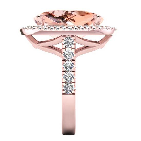 Anello Con Cuscino Morganite Color Pesca Con Diamanti Gioielli da Donna Oro Rosa