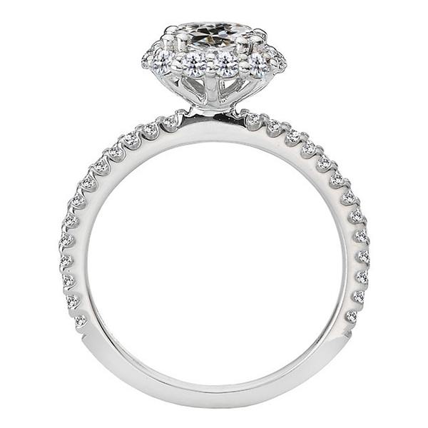 Anello Di Fidanzamento Con Anello Di Fidanzamento Con Genuino Diamante Rotondo Vecchio Miniera Taglio Oro Bianco 5,50 Carati