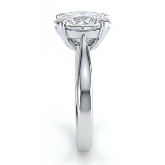 Anello Di Fidanzamento Con Vero Diamante Solitario Ovale Da 2,50 Carati, Oro Bianco 14K