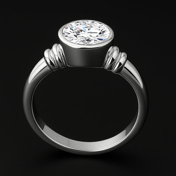 Anello Solitario Con Castone Con Genuino Diamanti A 3 Carati, Montatura In Oro Bianco 14K