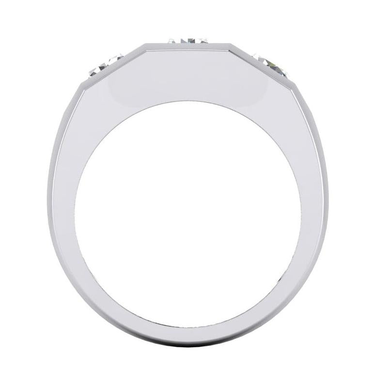 Anello da Uomo Con Tre Pietre Diamanti Rotondi Coltivati Laboratorio Oro 14K