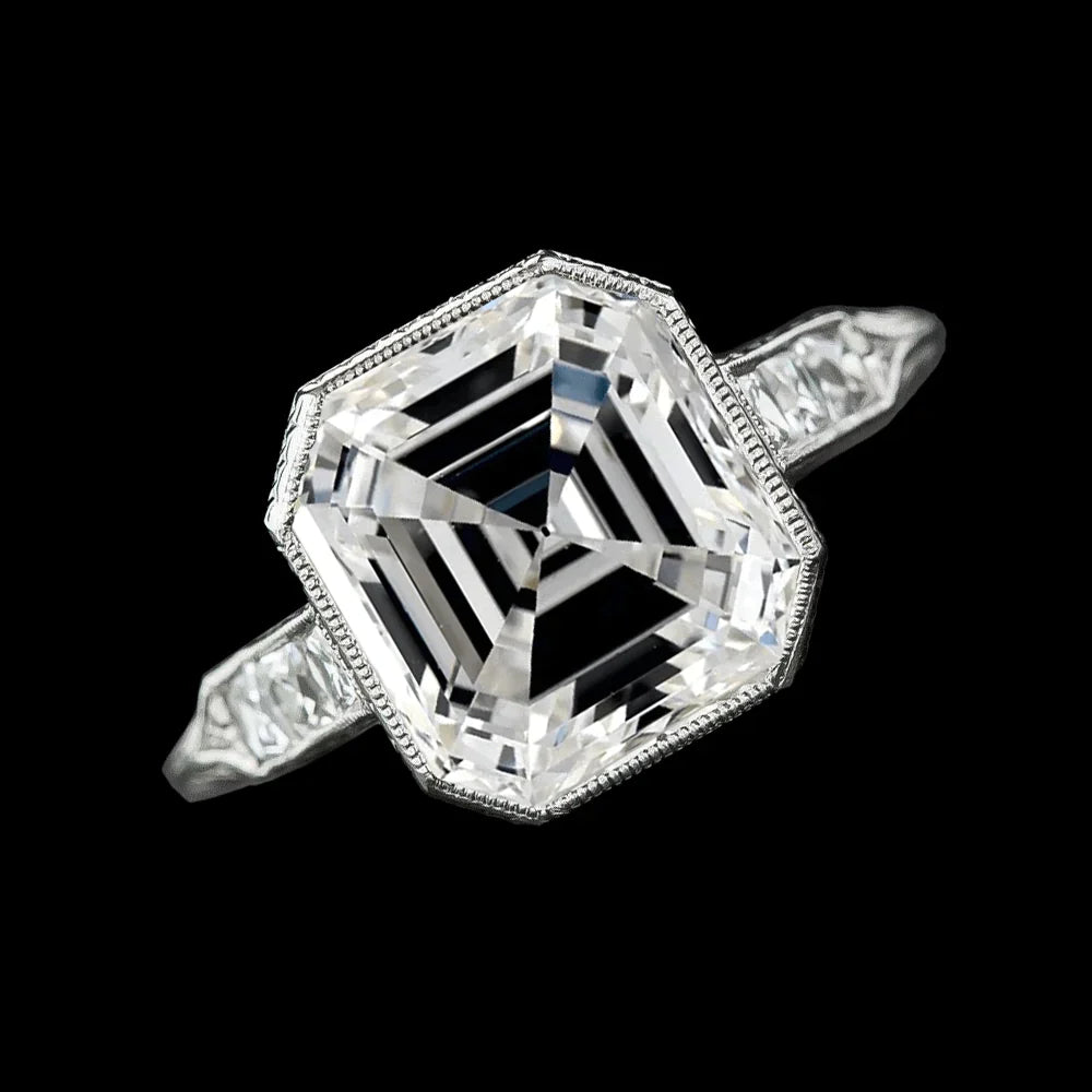 Anello nuziale con diamante autentico Big Asscher da 8,25 carati