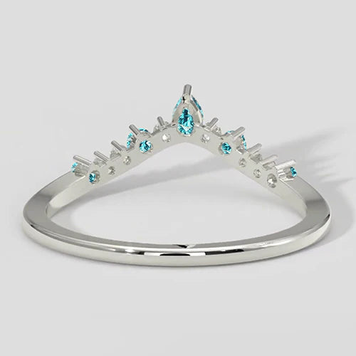 Anello a forcella con tormalina Paraiba e diamanti