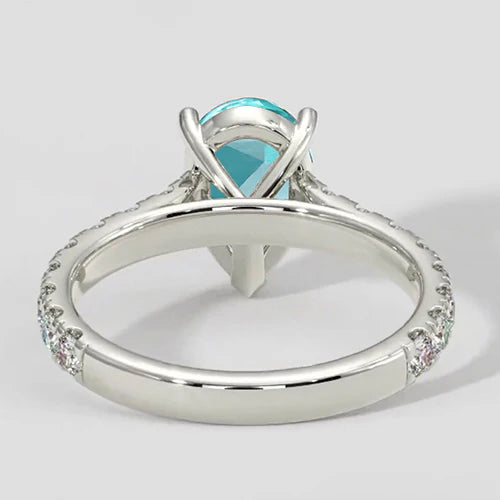Anello classico con pietra Paraiba a forma di pera