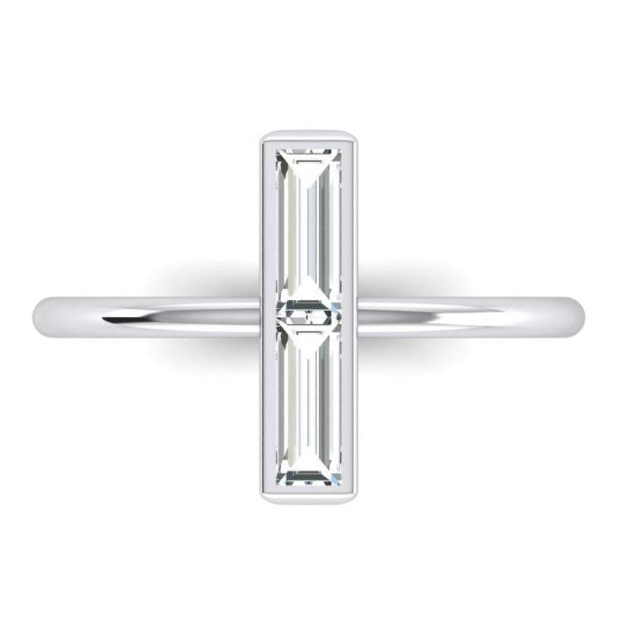 Anello con 2 pietre, diamanti naturali da 2 carati, taglio baguette