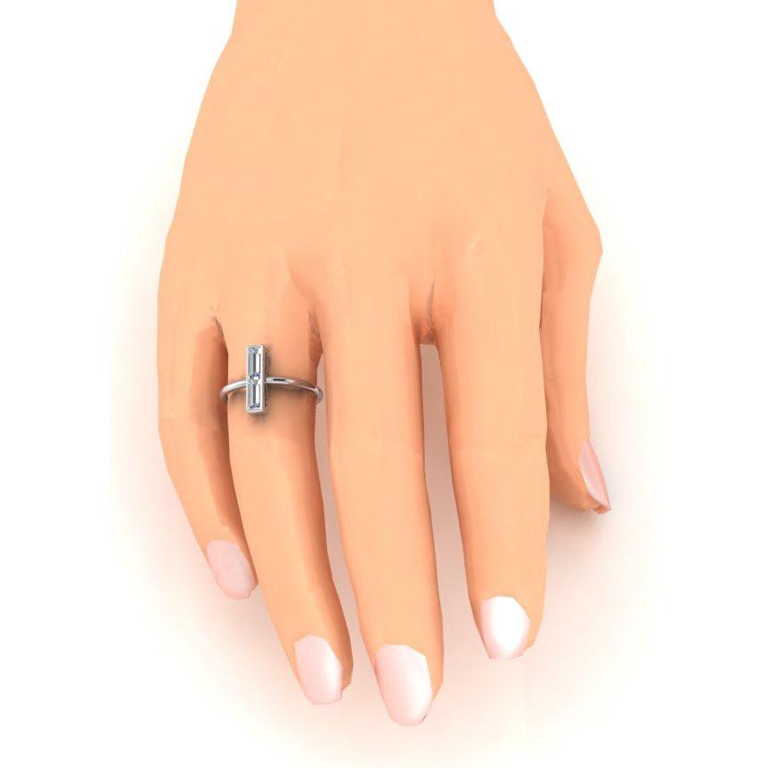 Anello con 2 pietre, diamanti naturali da 2 carati, taglio baguette