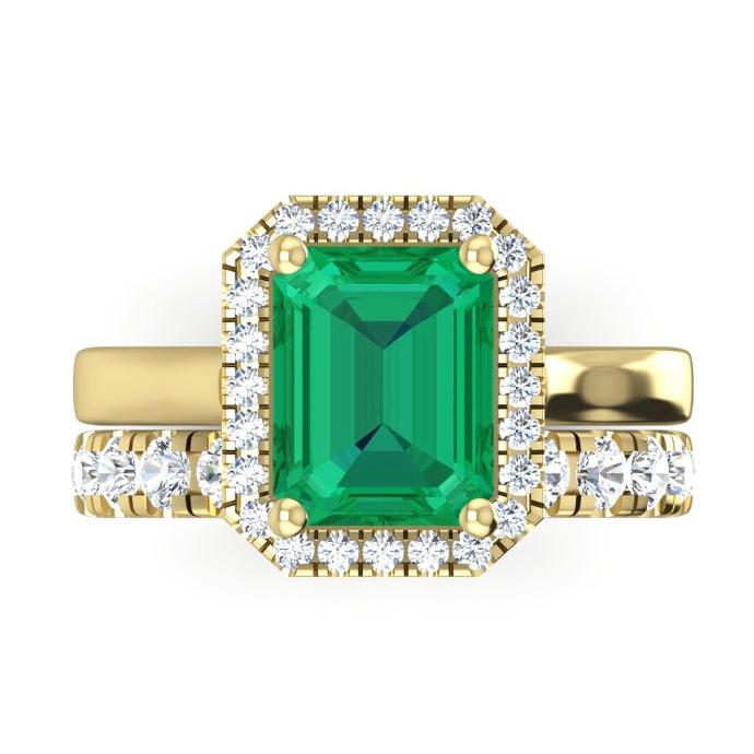Anello con smeraldo verde Halo da 5 carati