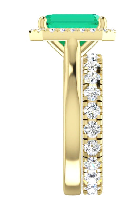Anello con smeraldo verde Halo da 5 carati