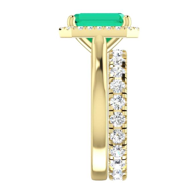 Anello con smeraldo verde Halo da 5 carati
