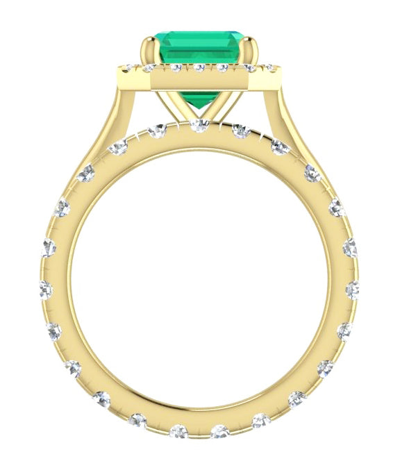 Anello con smeraldo verde Halo da 5 carati