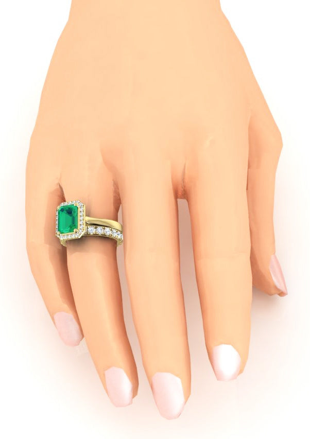 Anello con smeraldo verde Halo da 5 carati