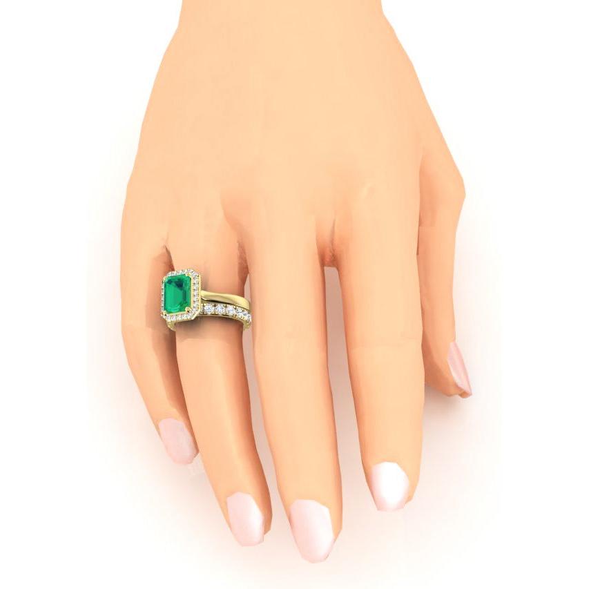 Anello con smeraldo verde Halo da 5 carati