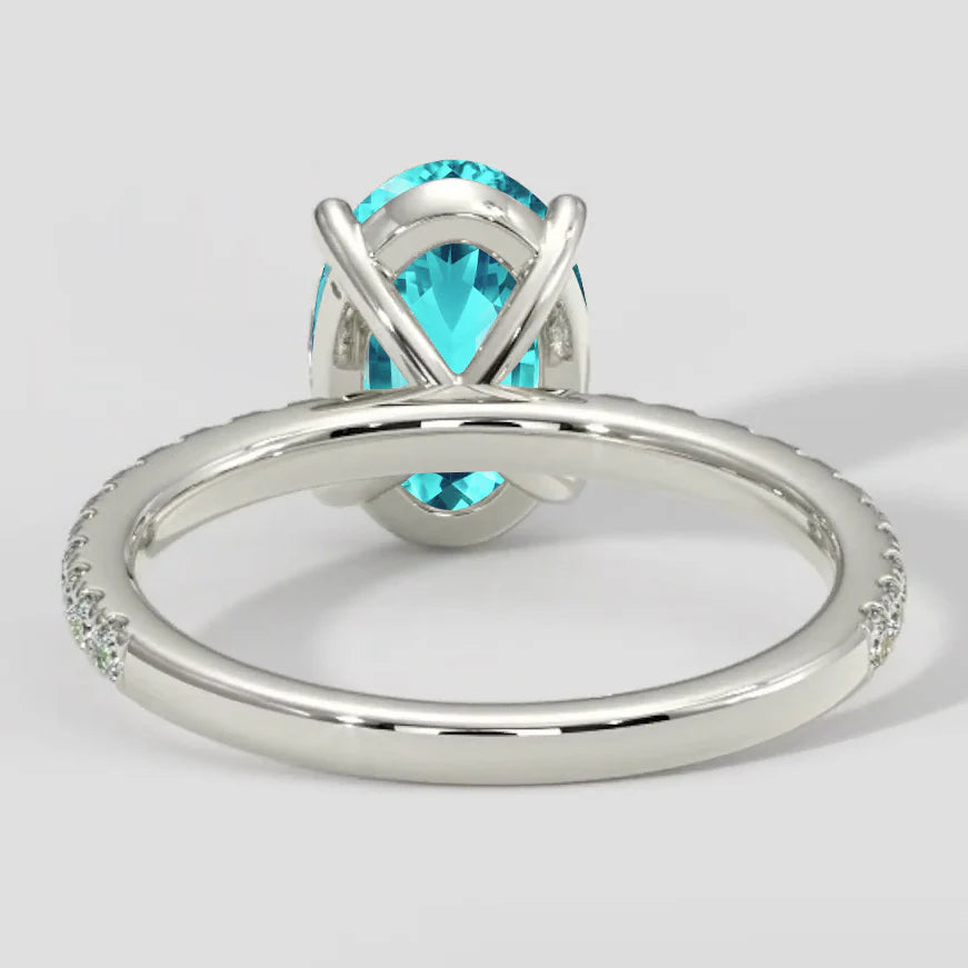 Anello con tormalina Paraiba naturale taglio ovale