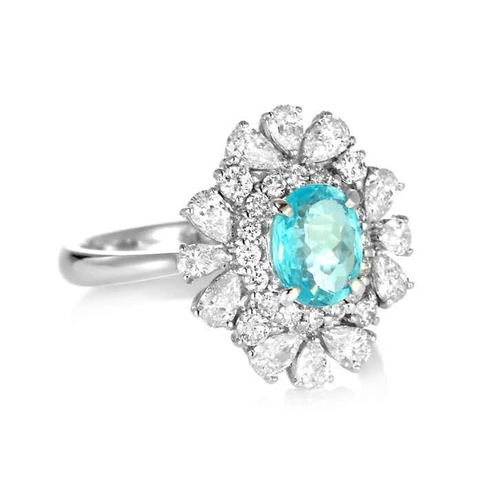 Anello da cocktail floreale Halo Paraiba