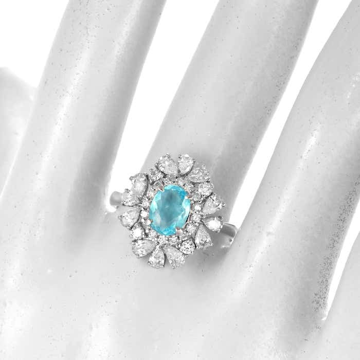 Anello da cocktail floreale Halo Paraiba