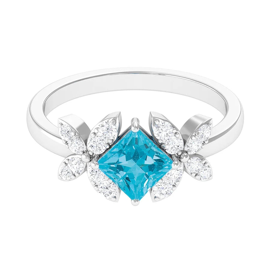 Anello da cocktail floreale moderno Paraiba