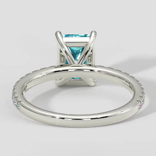 Anello di fidanzamento con taglio a cuscino Paraiba da 3,25 carati