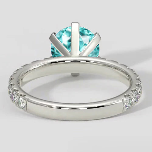 Anello di fidanzamento con tormalina Paraiba da 2 carati e diamanti