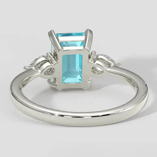 Anello di fidanzamento con tre pietre a cuscino Paraiba