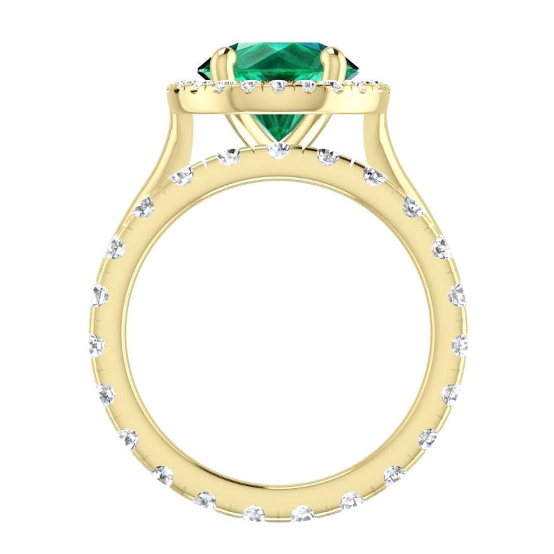 Anello in oro giallo con smeraldo verde rotondo