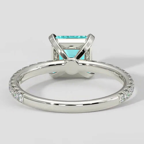 Anello moderno con tormalina Asscher Paraiba